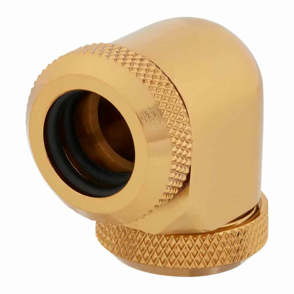 (image for) Corsair Hydro X XF Gold Brass 12mm Hardline 90° Compression Fittings - Twin Pack